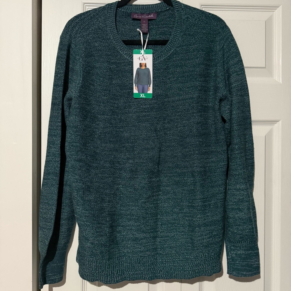 Gloria Vanderbilt Women's Ombre Crewneck Long Sleeve Sweater, Green, Size XL